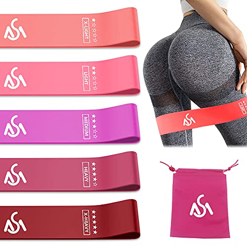 Resistance Band Set 5-pack, Workout Bands for Women , Non-Slip Resistance Workout Bands for Legs & Butt and Glutes, Home Workout equipment ,Portable Workout sets, Exercise Band /Resistance Bands women