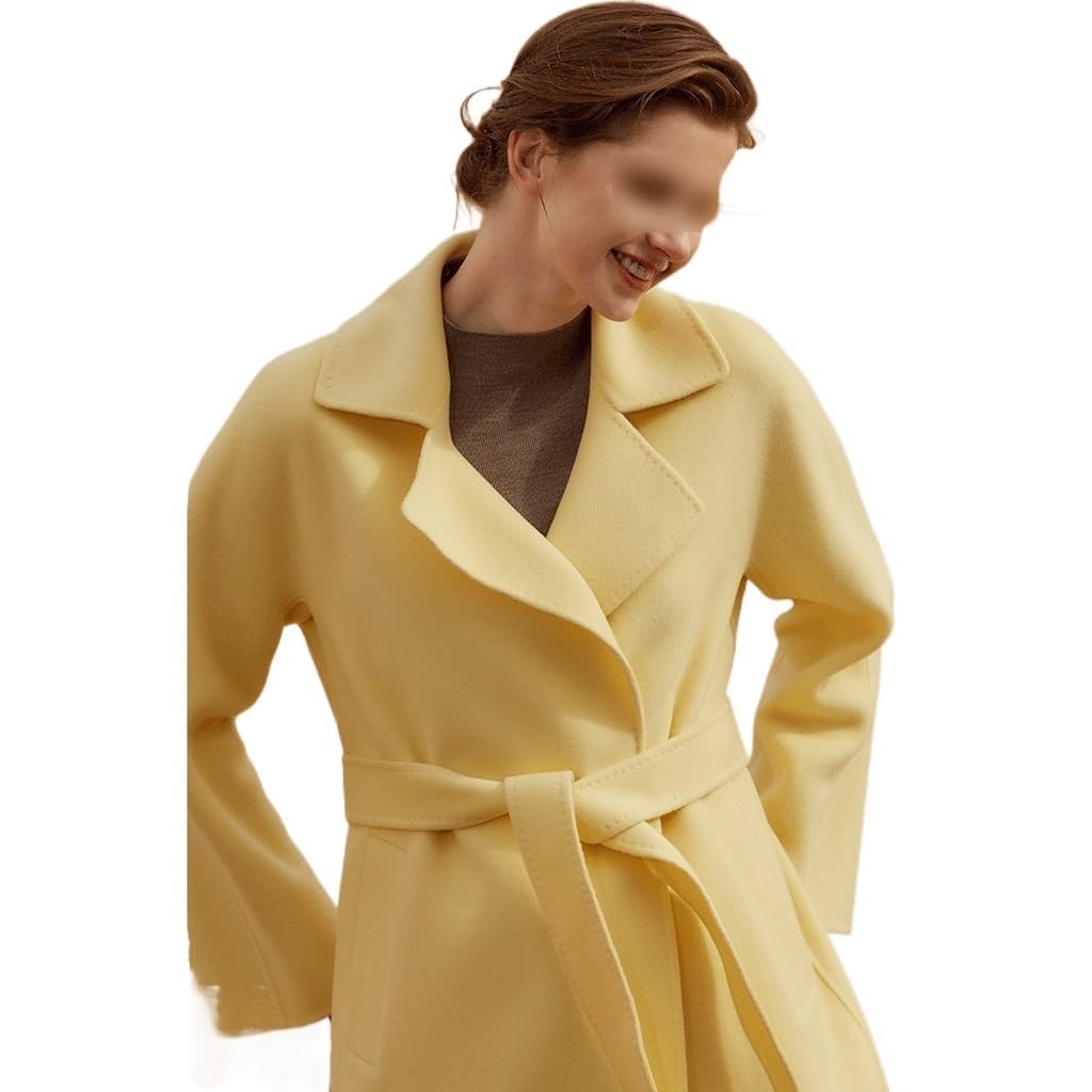 Amazon.com: ZUIAI Light Yellow High-end Double-Sided Cashmere Coat