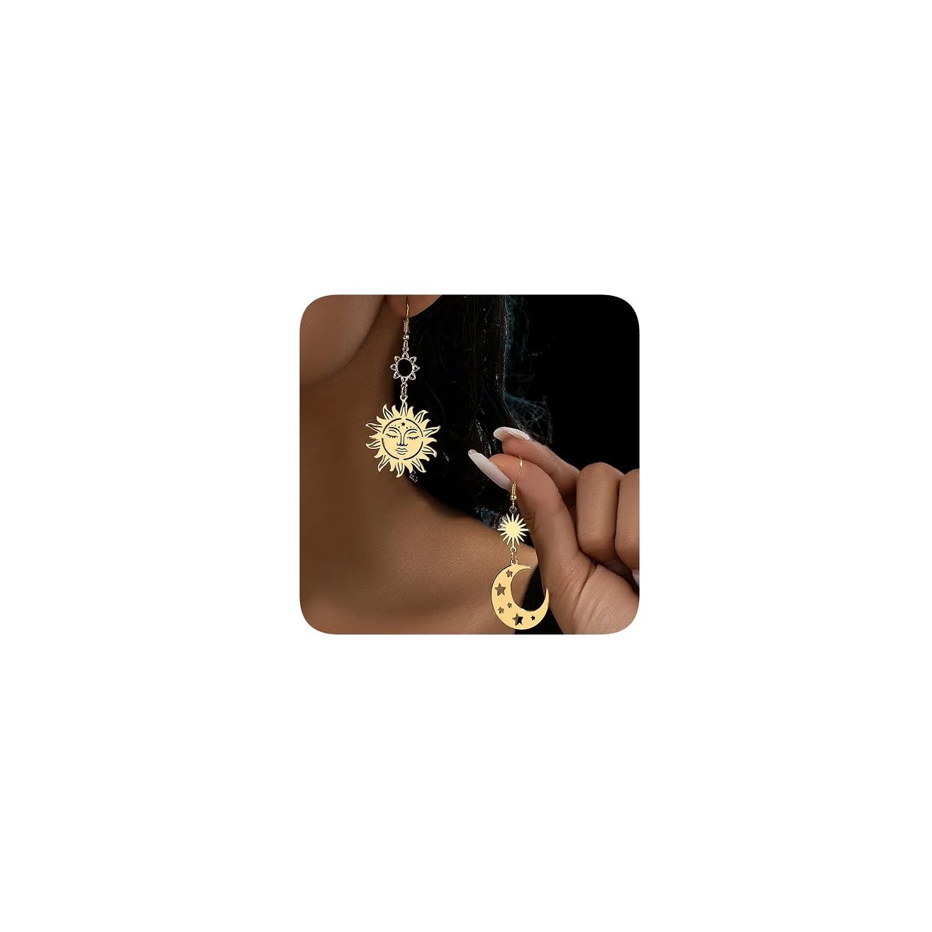 Celestial Drop Dangle Earrings, Sun Moon Star Planet Design, Boho Style Earrings, Statement Fashion Christmas Jewelry Gift for Women