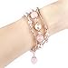 GEMEK Compatible with Apple Watch Band 38/40/41mm Rose Gold Women Agate Pearl Bracelet Strap, Fashion Handmade Elastic Replacement for iWatch Bands Series 7/6/5/4/3/2/1 Girls Wristband (Pink)