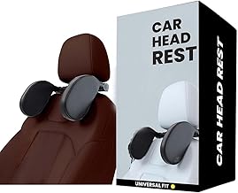 Adjustable Car Headrest Pillow, Road Pal Headrest, U-Shaped Travel Sleeping Pillow for Kids & Adults, Head Neck Support Only Suitable for Car Seat Headrest with Poles, Black (Style 2)