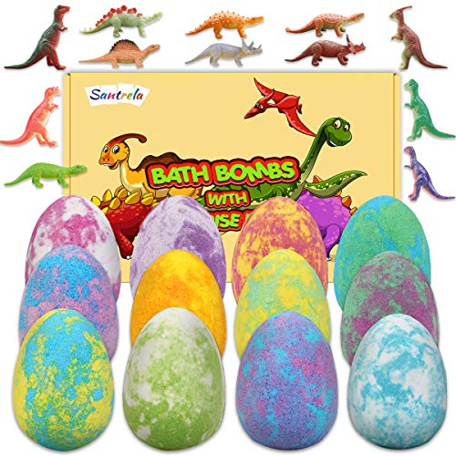 Bath Bombs for Kids with Surprise Inside for Girls Boys - Surprise Colorful Egg 12 Large Size Gift Set, Handmade Bubble Bath Fizzies Spa Fizz Balls Kit for Birthday Christmas Easter Day
