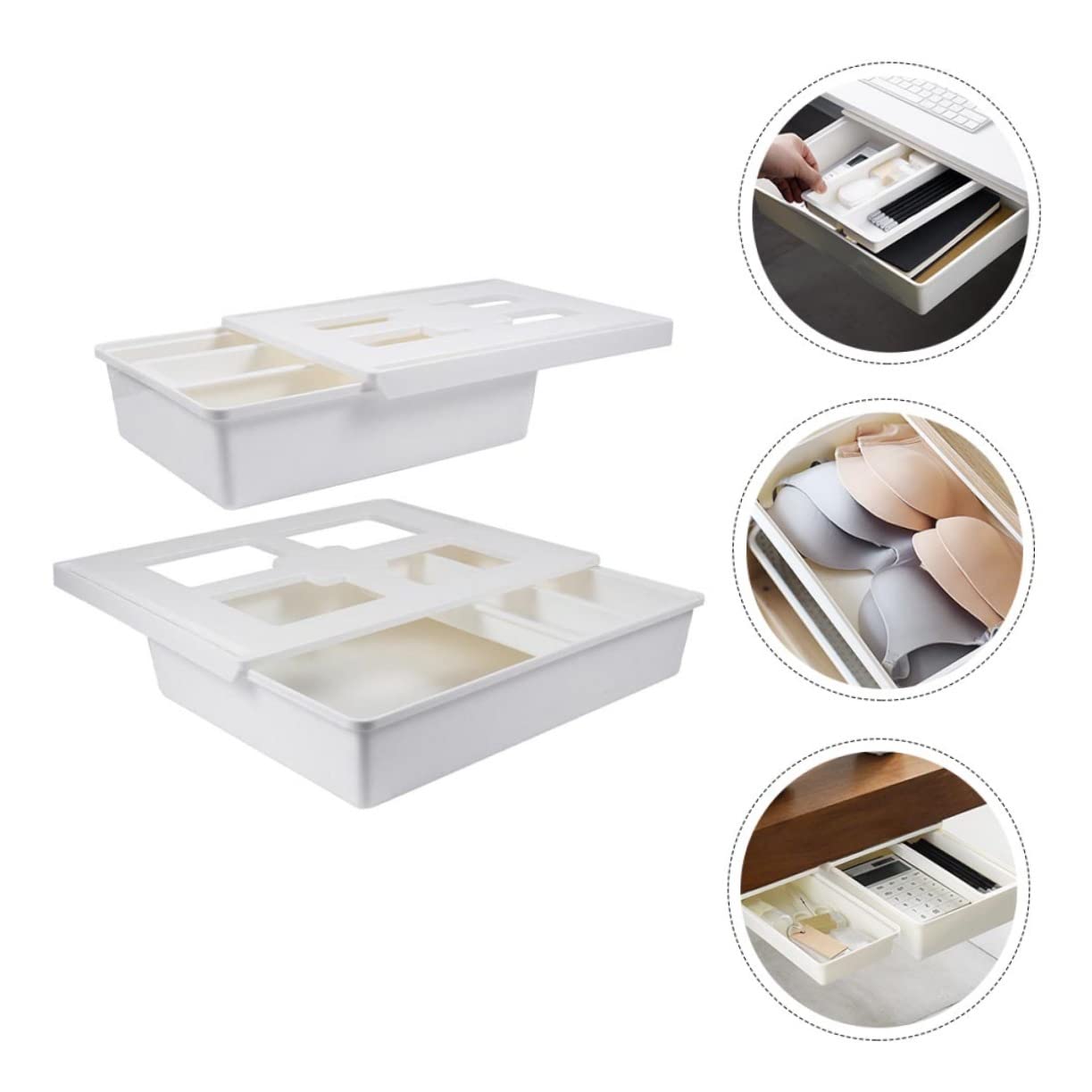 TEHAUX 2pezzi Sottotavolo Estraibile Portapenne Autoadesivo Organizer Per Cancelleria Articoli Per Ufficio Contenitore Portaoggetti Nascosto Per Scrivania