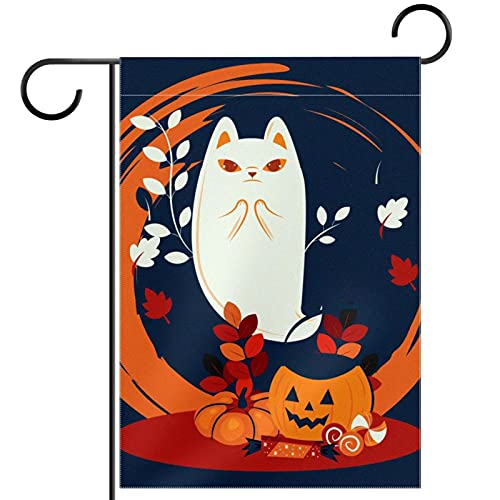 Drapeau de jardin de bienvenue chat en polyester pongé double face premium