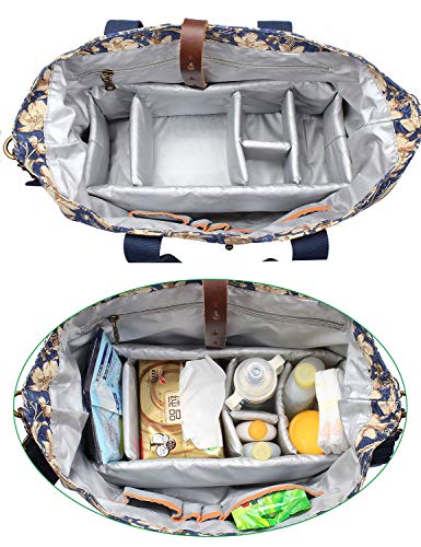 Diaper Tote Bag Mom Shoulder Bag Baby Canvas Nappy Bag For Boys And Girls M02 (Flower Pattern) #TOP3