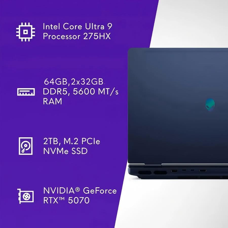 Image of Alienware 16X Aurora Gaming Laptop 16 inch, RTX 5070, 64GB DDR5-5600, 2TB SSD
