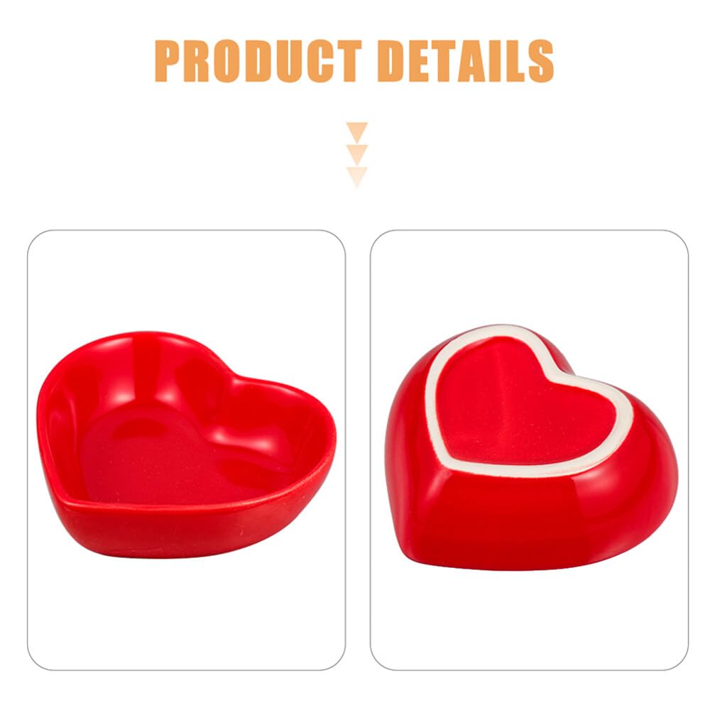 HOLIDYOYO 2pcs Heart Shaped Ceramic Side Dish Bowl, Ceramic Sauce Dish Seasoning Dishes Dipping Sauce Dishes Appetizer Plates for Wedding Birthday Party