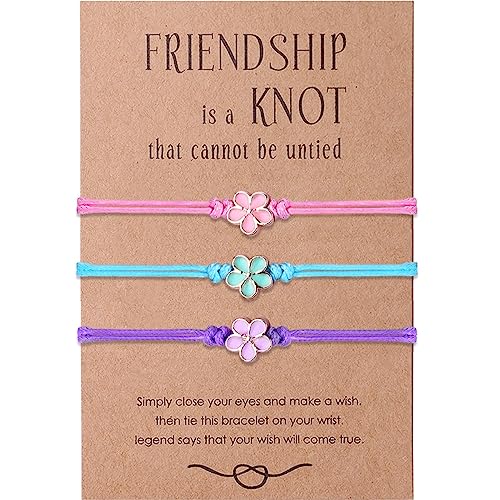 DOYYCA Friendship Bracelets Matching Flower Best Friend Bracelet Gifts for 3 Women BFF