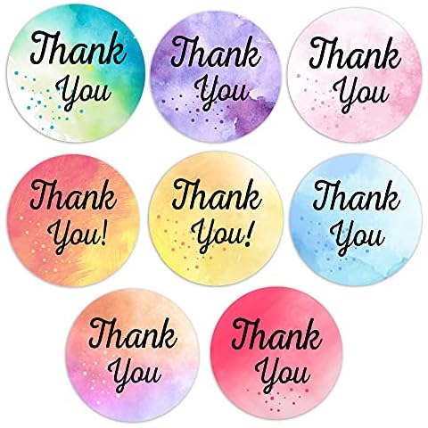 Thankyou Sticker Thank You Sticker Watercolour with (Size 30 mm) Pack of 40 Waterproof Stickers for Business and Multi Purpose Packwith® #P1007 Cover