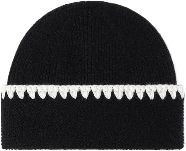 Handmade Striped Knitted Hat for Women Outdoor Warm Thick Woolen Hats