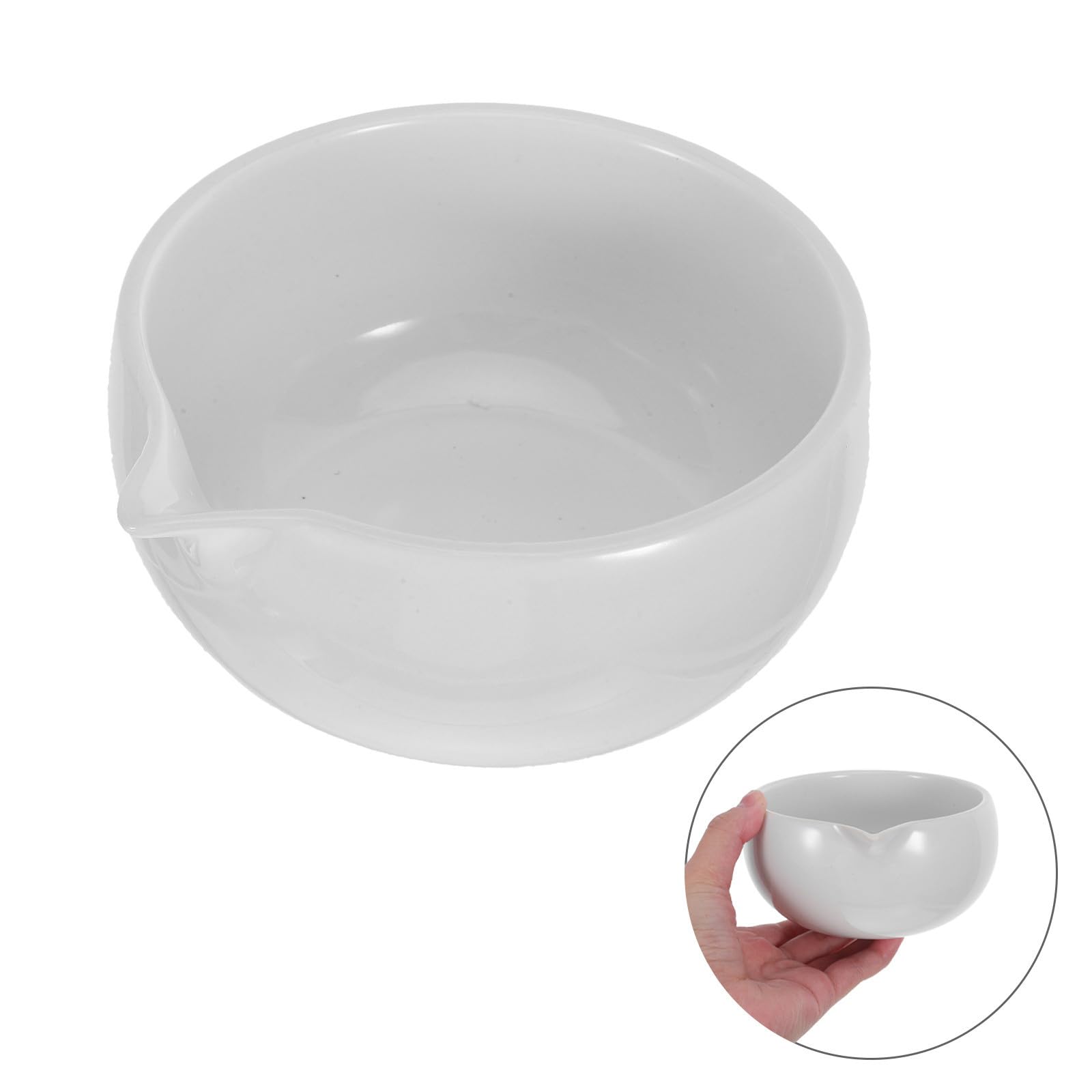 Zerodeko Ciotola Matcha in Ceramica Bianca con Beccuccio per Servire, Design Elegante per Cerimonia del Tè a Casa, Accessorio Tradizionale per Amanti del Tè