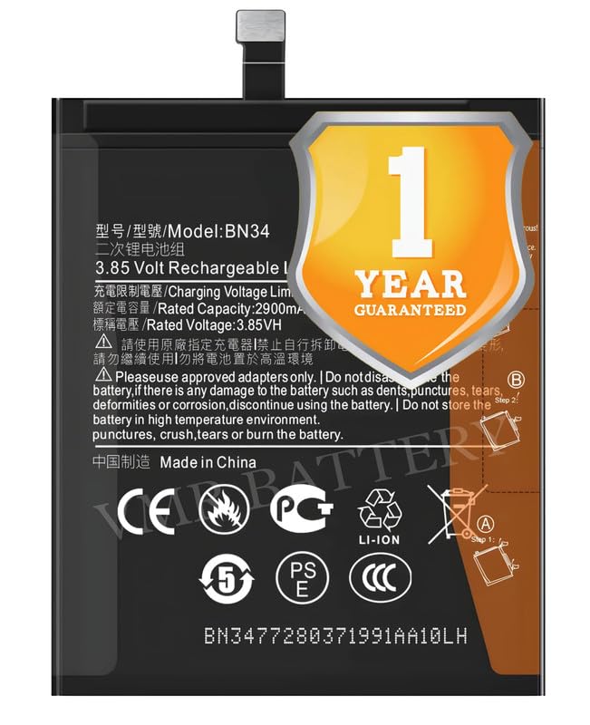 Image of Original BN34 Battery Compatible for Xiaomi Redmi 5A (MCG3B, MCI3B) - (3000mAh) - 1 Year Warranty K7