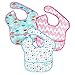 Bumkins SuperBib, Baby Bib, Waterproof, Washable, Stain and Odor Resistant, 6-24 Months, 3-Pack - Umbrellas, Raindrops, Pink Chevron