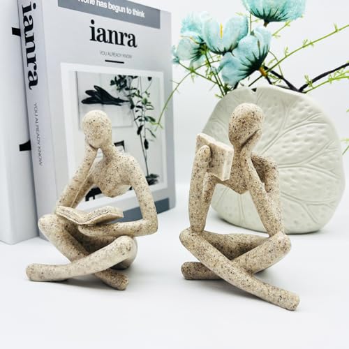 2 Piezas Estatuas Decorativas Pensador de Resina miniatura 3