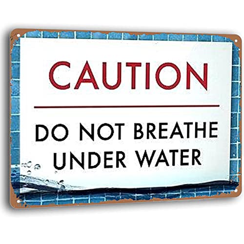 Vintage Vintage Retro Funny Pool Tin Signs Metal Sign Caution Do'T Breathee Under Water Great Outdoor Pool Rules Signs Swimming Pool Accessories Summer Vibes Party Decor Summer Swimming Sign Style