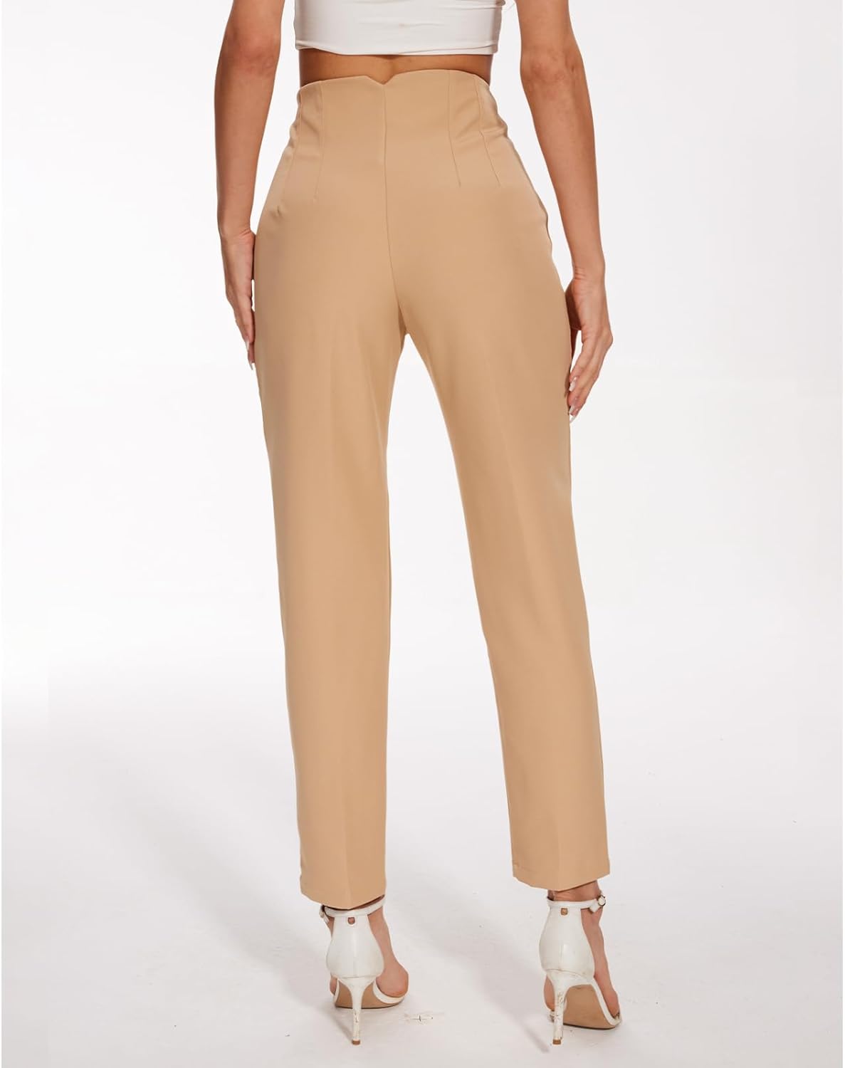 Women's High Waisted Pants - Straight Leg Dress Trousers with Pockets and Seam Design for Business Office Casual - Image 4