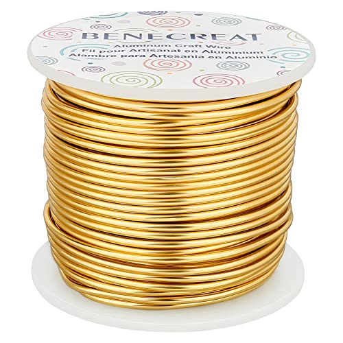 BENECREAT 12 17 18 Gauge Aluminum Wire - 100FT Gold Anodized Jewelry Craft Wire for Air Plant Gardening, Model Making