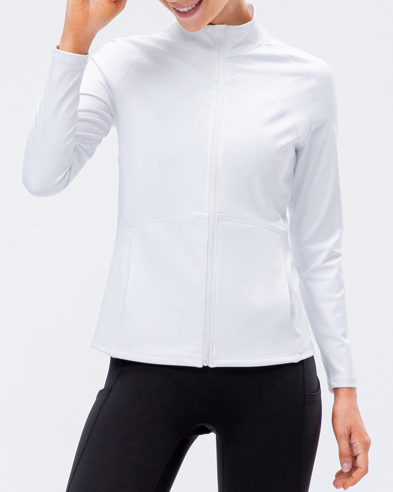 Maglia Termica da Donna a Maniche Lunghe Maglietta da Corsa con Zip Traspirante per Yoga Fitness Jogging Ciclismo