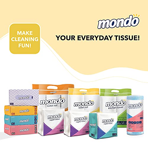Image of Mondo Toilet Roll Tissue (2 Ply, 350 Pulls) | Pack of 4 Rolls | 100% skin safe FDA approved, OBA free | Septic-safe bath tissue | Compatible with all dispensers | Toilet Tissue Paper Roll