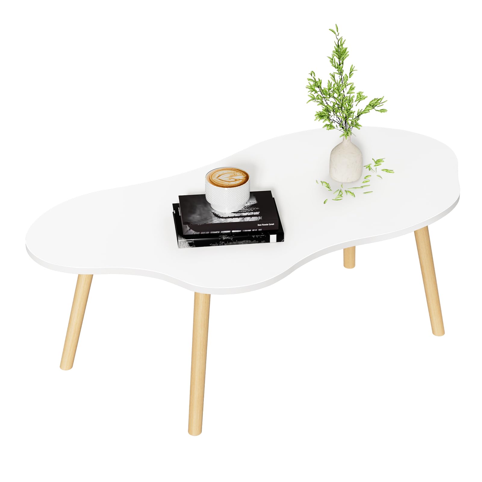 Table d'appoint minimaliste pour salon et chambre avec plateau blanc en nuage