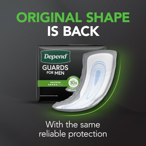 Image of Depend Original Guards Incontinence Pads for Men, Maximum Absorbency, 52 ct