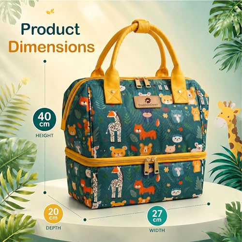 Image of StarAndDaisy Baby Bag for Mothers Travel /Diaper Bags for Mom with Insulated Compartment /Diaper Bag for Mothers for Travel & Multiple Pockets, 12L Capacity- Jungle Print