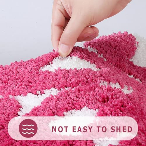 Image of TOIVO You Look Good Bath Mat - Stylish Funny Pink Bathroom Rug with Cute Words, Absorbent & Non-Slip - 25x21 inch (RED)