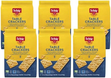 Schar - Table Crackers - Certified Gluten Free - No GMO's, Lactose, or Wheat - (7.4 oz) 6 Pack