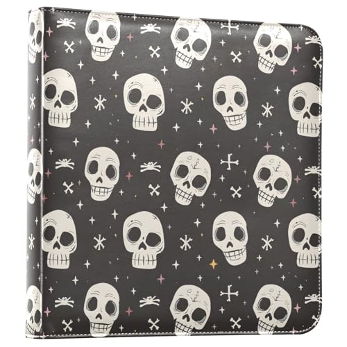JIPONI Human Skeleton Heads Large Photo Album, DIY Leather Cover Scrapbook Albums for 4x6 5x7 6x8 Pictures, Self Adhesive Memory Book for Wedding, Baby, Family