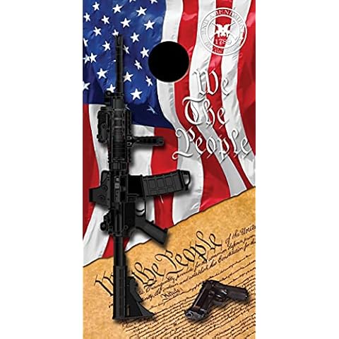 Tower Decals Wavy American Flag US Constitution Cornhole Board Skins Set of 2 Cover