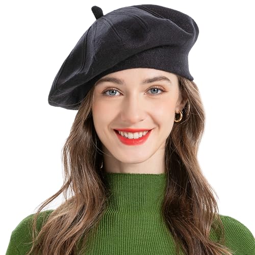 ZLYC French Beret hat, Reversible Solid Color...