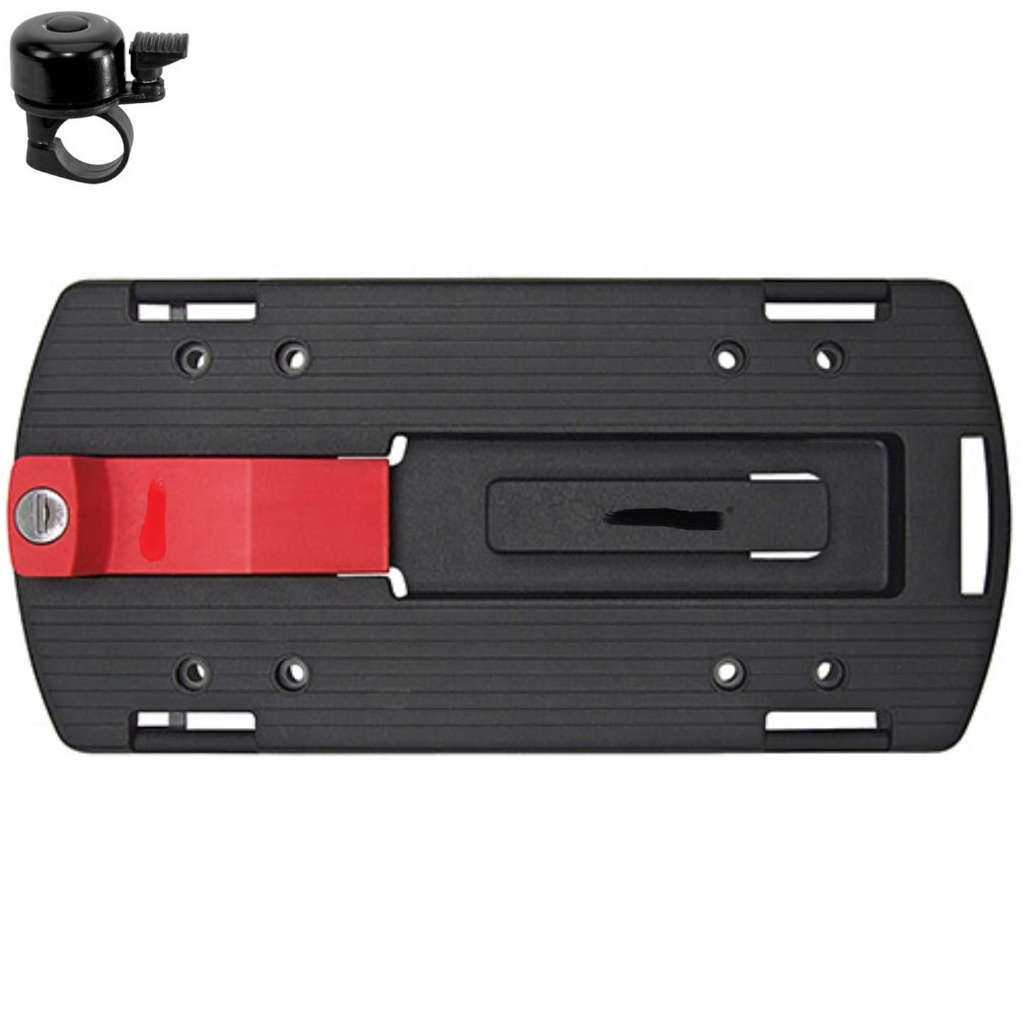 Rixen & Kaul Zubehör Gepäckträger-Adapterplatte Adapter, Schwarz, one Size inkl. Fahrradklingel