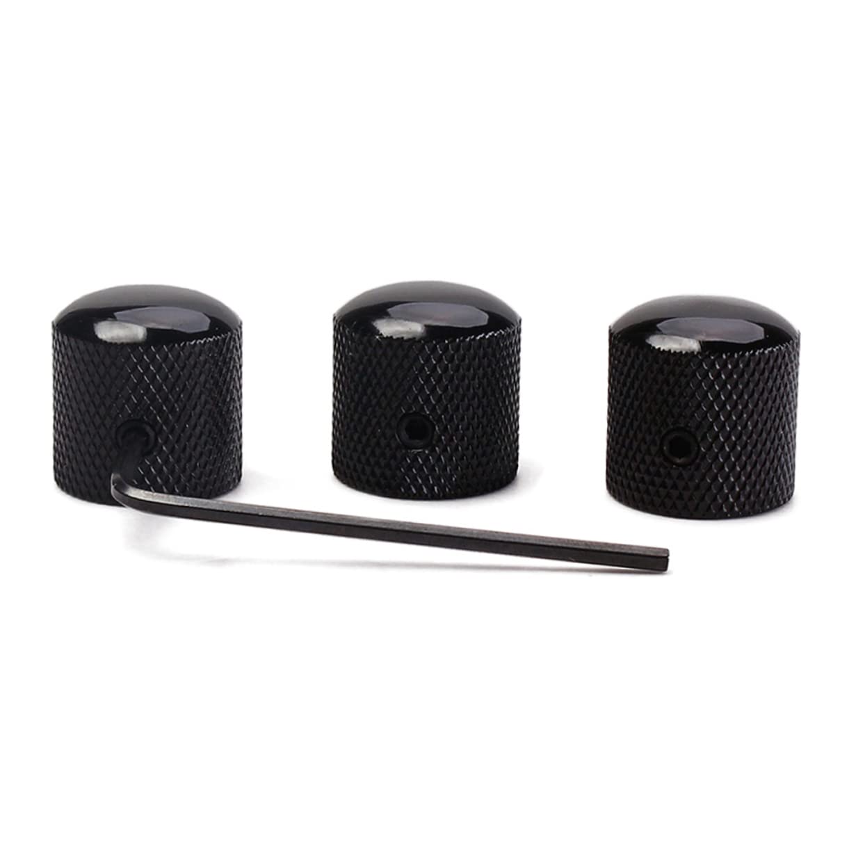 Totority 3pcs Black Guitar Control Knobs Volume Tone Bass Knobs Replacement for Electric Bass Guitar Dome Gd107