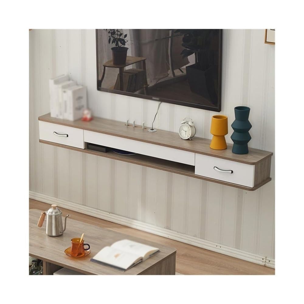 DFGHNBVC Console Floating Tv Shelf, Wall Mounted Tv Cabinet, Floating Shelves With Drawer, Entertainment Media Console Entertainment,Gris