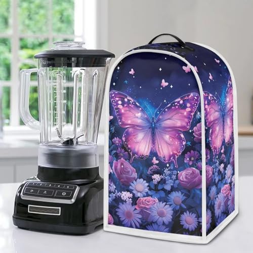 Image of Talayituse Butterfly Rose Daisy Flower Print Blender Dust Cover, Fingerprint Protection Cover for Stand Mixer or Coffee Machine, Home Kitchen Appliance Covers for Stain Dust Resistant Supplies