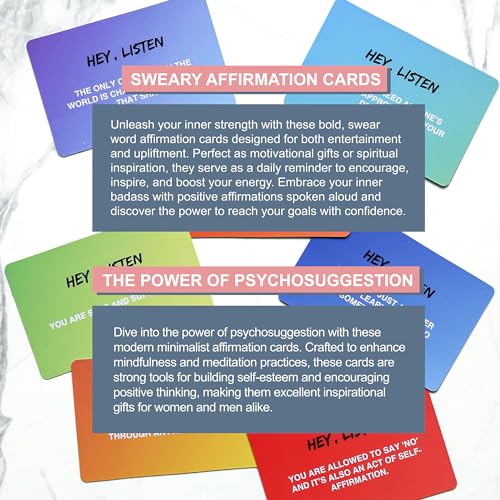 Image of Positive Affirmation Cards - 49 Daily Sweary Motivational Cards With 7 Symbol Energies, Boost Your Inner Badass And Achieve Your Goals, Mindfulness Inspirational Meditation Cards For Stress Relief