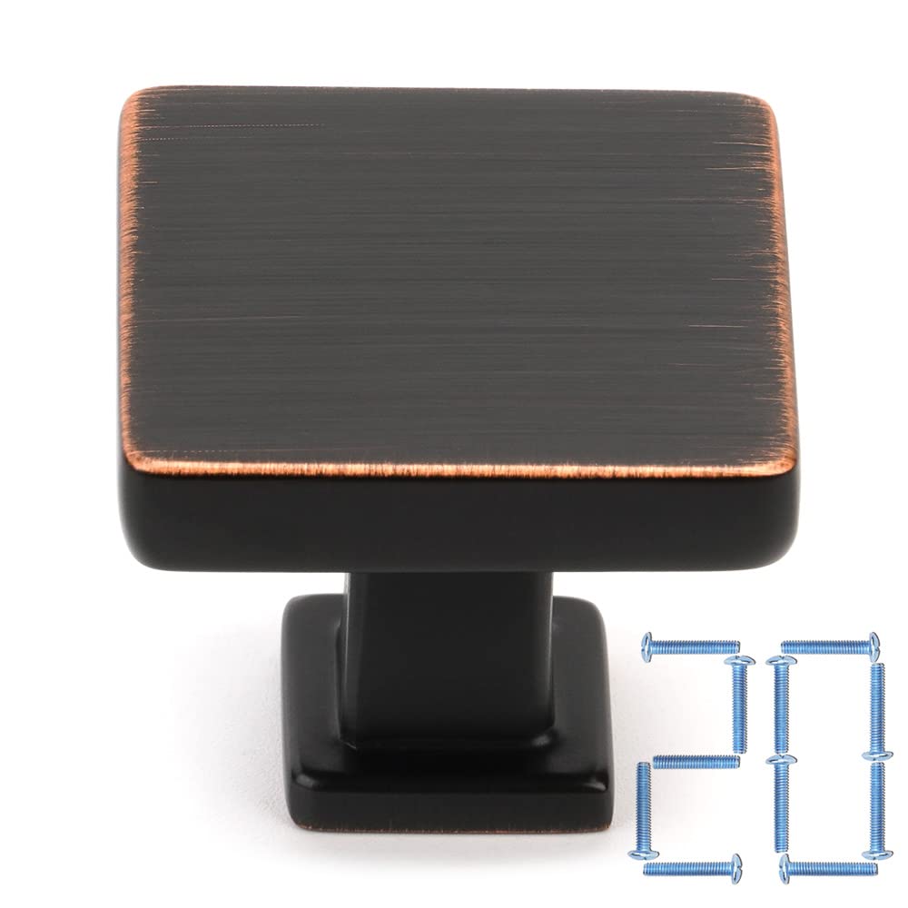 KOOFIZO 20 Pack Oil Rubbed Bronze Cabinet Knobs Square Single Hole Pull K08