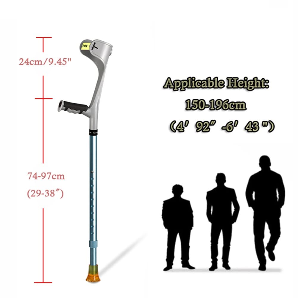 Muletas de Antebrazo para Adultos (Manguito Cerrado), Altura Ajustable, Muletas Ortopedicas Antideslizantes Extendidas (Color : Gray, Size : 1 Count)