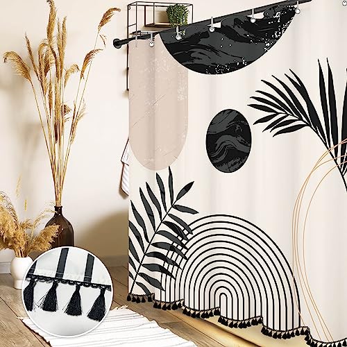 GiuMsi 72'X72' Boho Mid Century Black and White Shower Curtain Sets with Tassel...