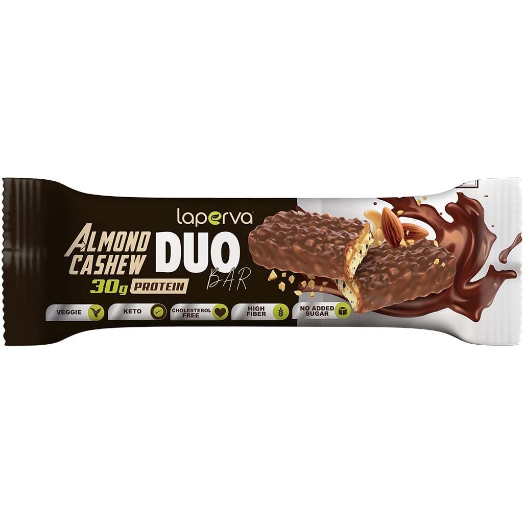 Laperva Protein Bar | Almond Cashew Duo - High Protein, Nutritious Snacks to Support Energy, Low Sugar, Vegetarian, Keto Friendly (Almond Cashew Duo - 18 Bar)