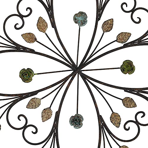 KUWIVO Lechesis 24" Metal Flower Scroll Wall Art Decor Sculptures with Rust Leaf for Living Room Bedroom - Image 2