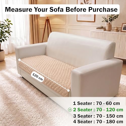 Image of Story@Home Premium Quilted Anti Slip Sofa Cover Mats for L Shape and 1 /2 /3 Seater Sofa. Make Your Own Sofa Cover Set, 70(D) x 120(L) cm - Beige