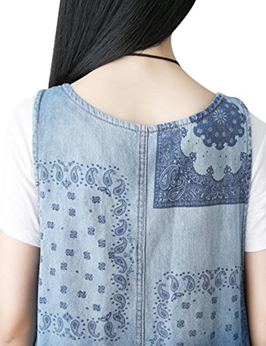 Mono de pierna ancha para mujer en denim de algodón cómodo 7