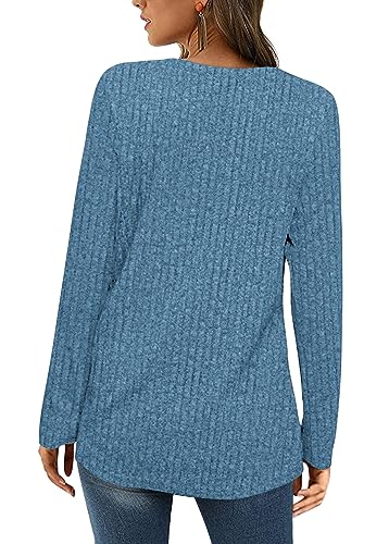 BZB Women's Sweaters Fall 2024 Lightweight Long Sleeve Square Neck Tunic Tops3