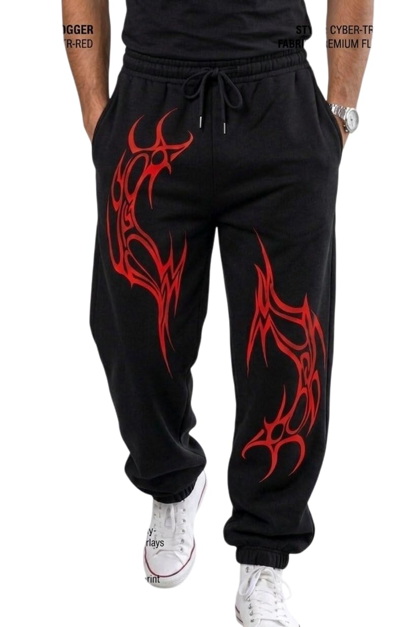 SHAARAV Blak-rd Web Crawl Men Baggy Printed Jogger, Black with Red Spider Graphic Print, Cotton Blend, Streetwear Style, E... - Review, Price and Buying Guide