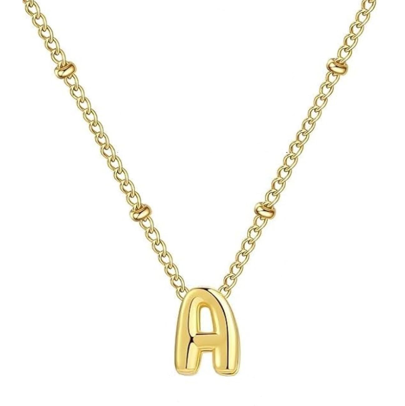 Gold Plated Bubble Letter Alphabet Pendant, Personalized Initial Chain for Girls & Women, Stylish Fashion Jewellery Gift-image-27
