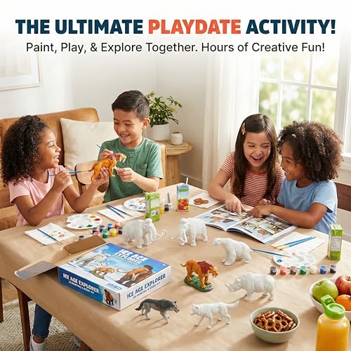 Image of Unscroo DIY 3D Model Painting Kits - Dinosaurs, Ice Age Animals & Unicorns - 3D Printed Art & Craft Hobby Gift for Kids, Teens & Adults - Return Gift Sets (Ice Age Giants (5-Pack))