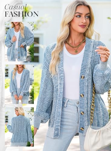 Dokotoo Cardigan Sweaters for Women Casual Long Sleeve Button Down Chunky Knit Open Front Sweater Tops4
