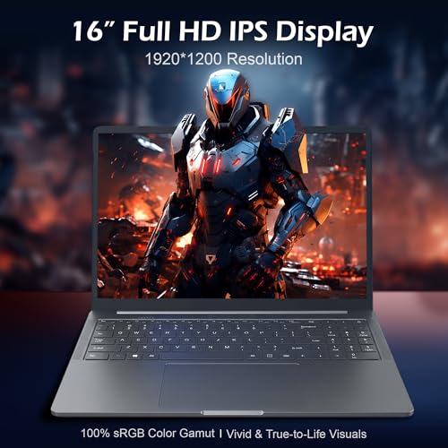 Image of 16 inch Touchscreen Laptop with 16GB RAM 512GB SSD, Win 11 Laptop Computer with Quad Core N95 Processor (Up to 3.4GHz),Backlit Keyboard, Fingerprint Reader, Metal case,BT5.2,for Students & Work