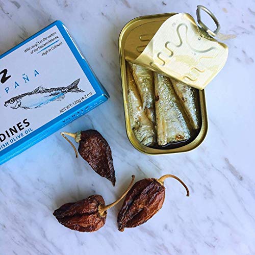 Seafood Aficionado Sardines Deluxe Quartet | 8 Pack | NURI Portuguese Sardines and Matiz Spanish Sardines Bundle | 8 Cans, 2 Cans of Each Variety